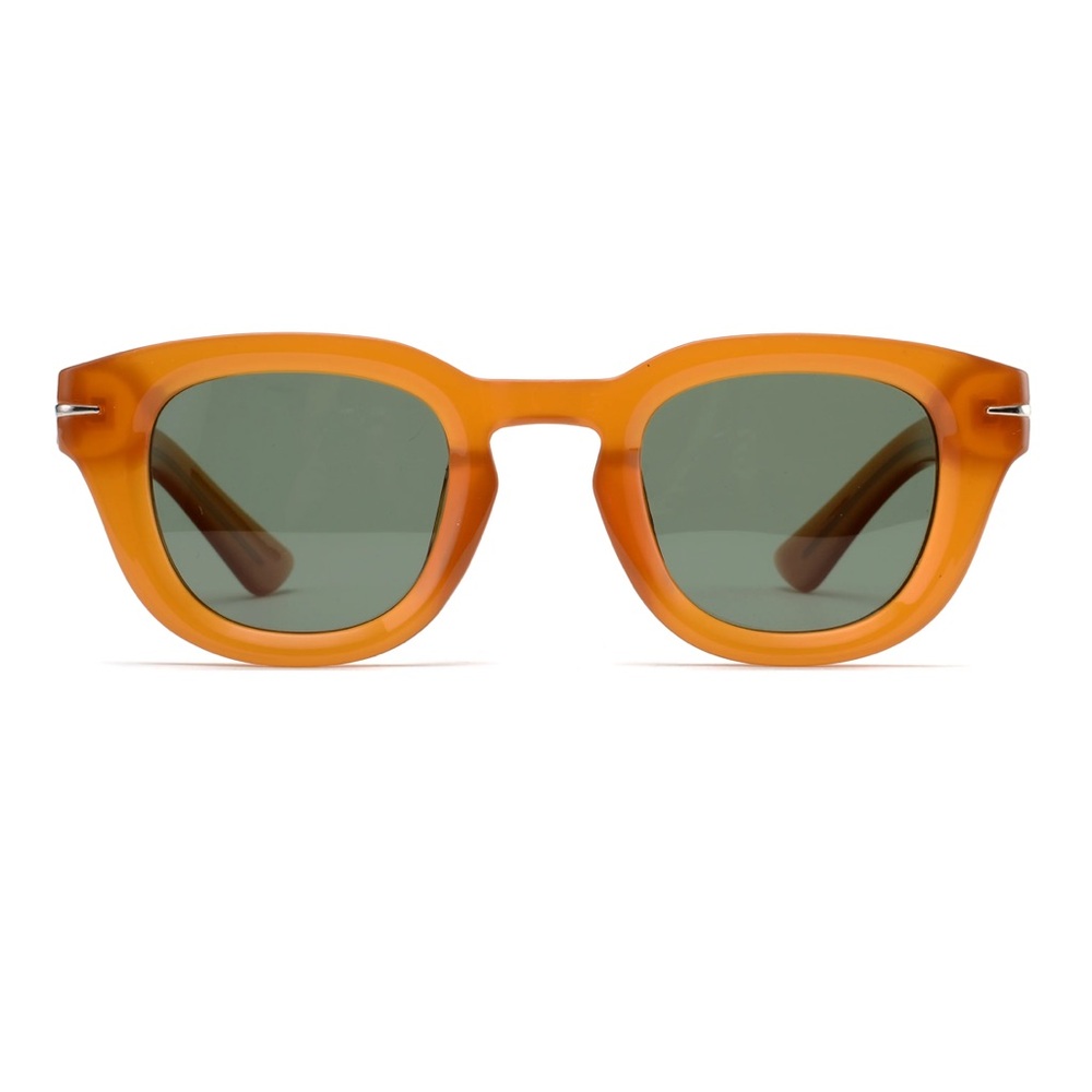 NWT Ryan Simkhai RAVI | TRANSPARENT CARAMEL | GREEN LENS Polarized Sunglasses - Picture 2 of 4